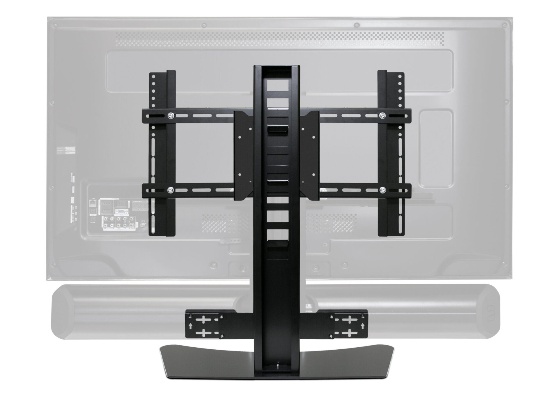Bluesound-SOUNDBAR-Stand-REAR-2021-with-ghosted-SOUNDBAR-and-TV-scaled-e1637695227129